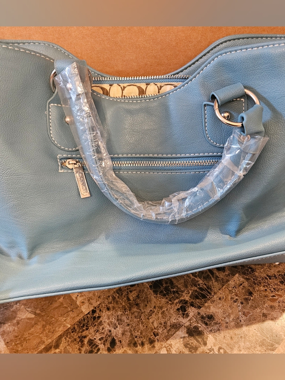 Coach Blue Structured Satchel - Picture 7 of 12